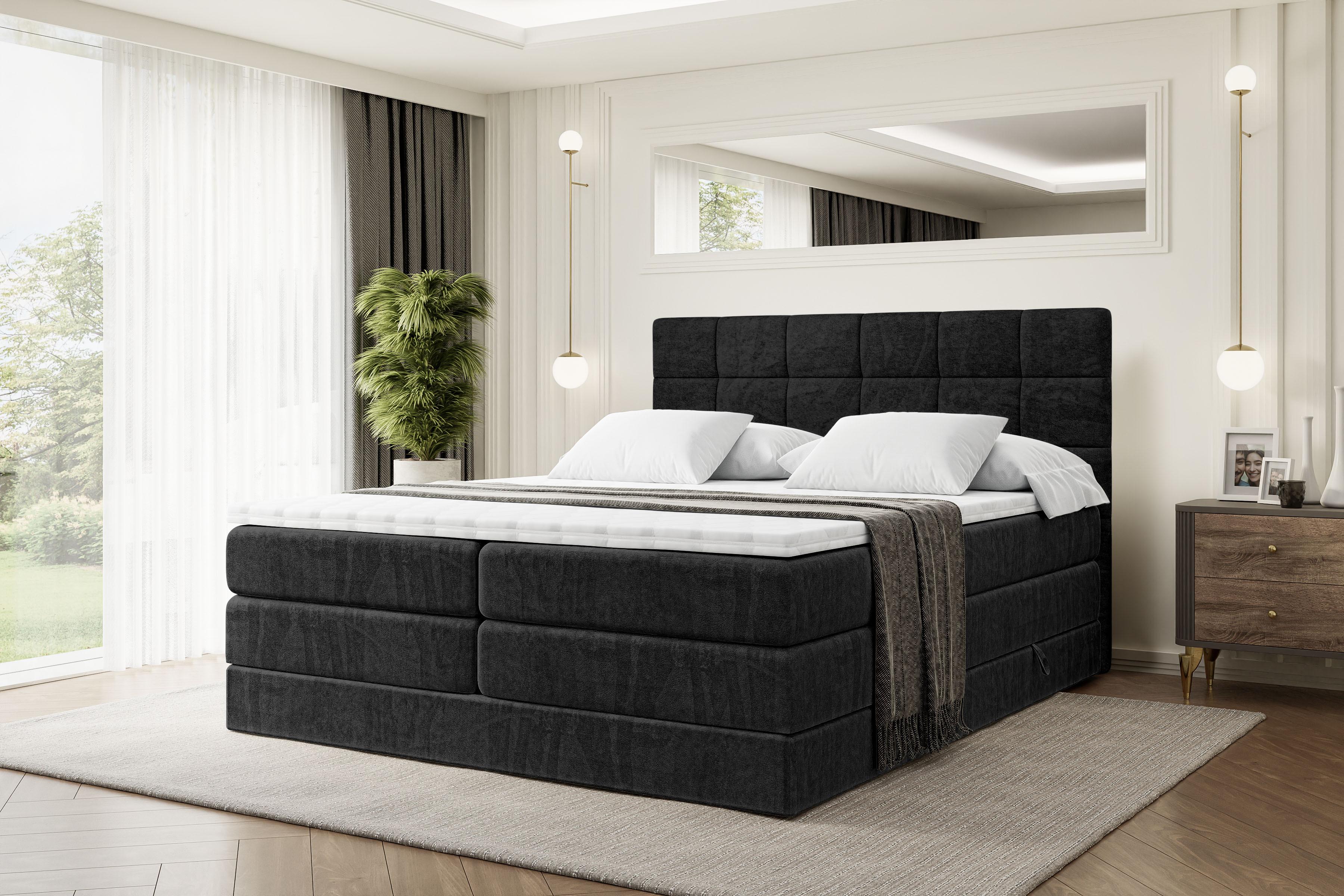 BOXSPRINGBETT BRUGO KING - 160 x 200 - H3/H4 - Schwarz Holzwerkstoff ALTDECOR Möbel > Betten > Boxspringbetten Schwarz