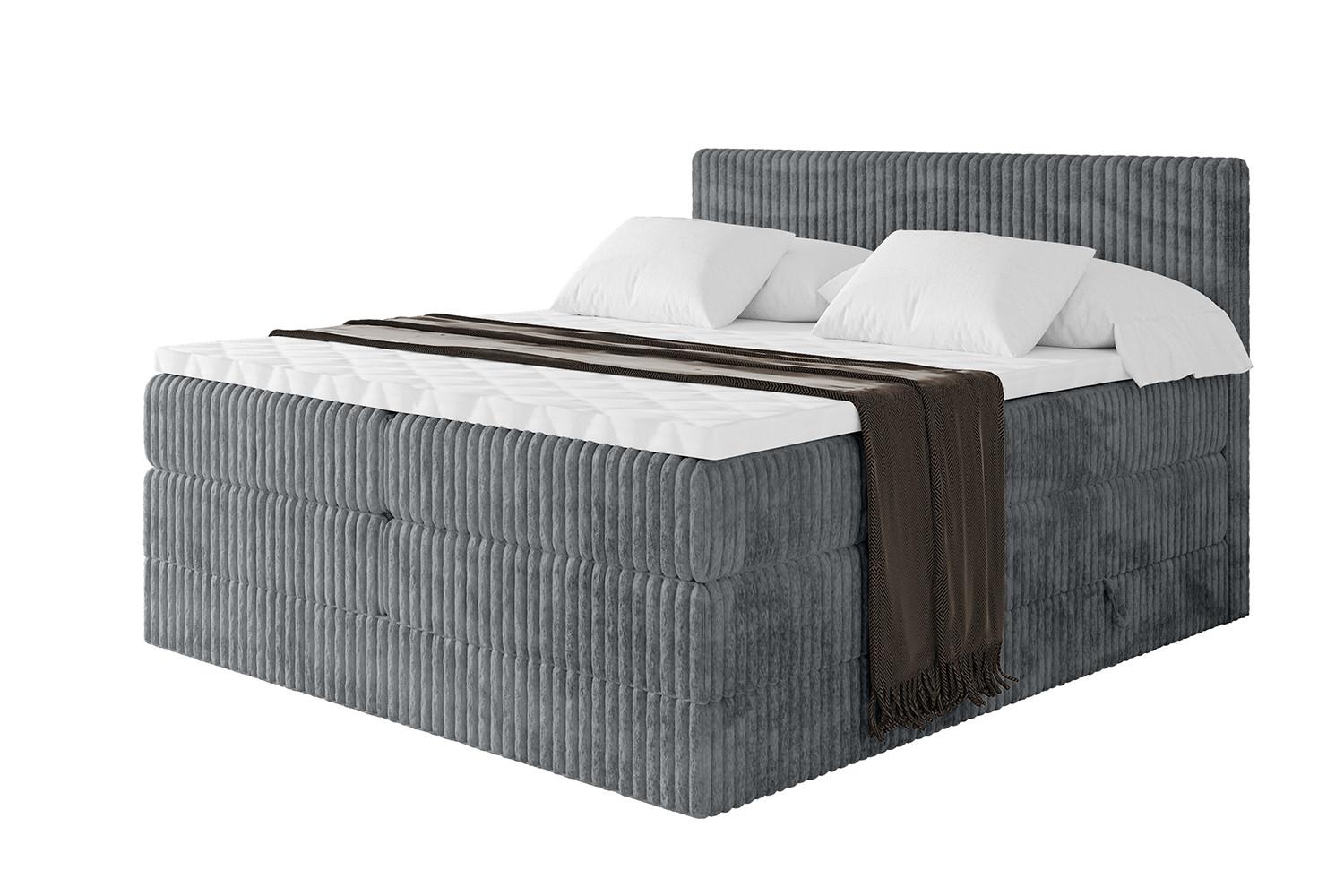 Wohnli Möbelsuche - BOXSPRINGBETT mit Matratze H3|H4 und Lattenrost - TOLO KING 200x200 Cord - Dunkelgrau