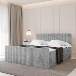 BOXBETT mit Matratze H3 und Lattenrost - TOLO-Z - 180x200 Cord - Hellgrau Holzwerkstoff ALTDECOR Möbel > Betten > Boxspringbetten Grau