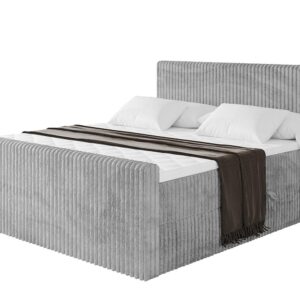 Wohnli Möbelsuche - BOXBETT mit Matratze H3 und Lattenrost - TOLO-Z - 180x200 Cord - Hellgrau