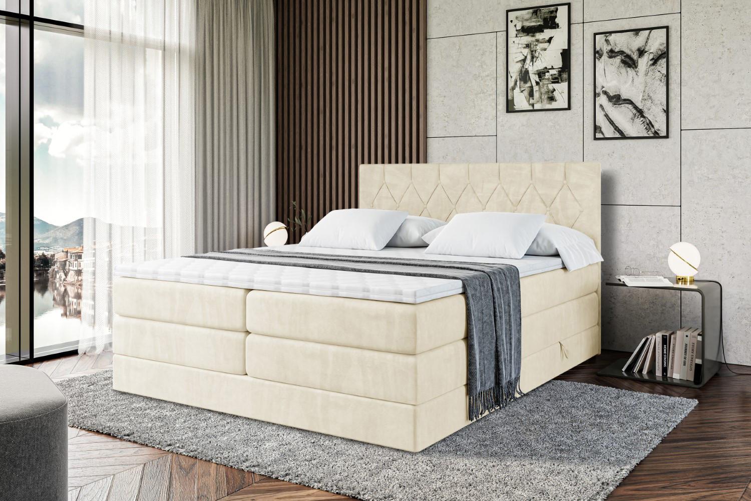 BOXSPRINGBETT VELANTO-BZ KING - 160 x 200 - H3/H4 - Beige Holzwerkstoff ALTDECOR Möbel > Betten > Boxspringbetten Beige
