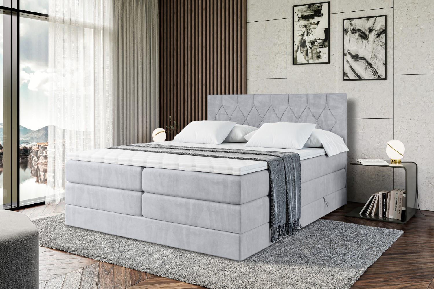 wohnli-moebel-suche-800001227838-1 BOXSPRINGBETT VELANTO-BZ KING - 120 x 200 - H3/H4 - Hellgrau Holzwerkstoff ALTDECOR Möbel > Betten > Boxspringbetten Grau