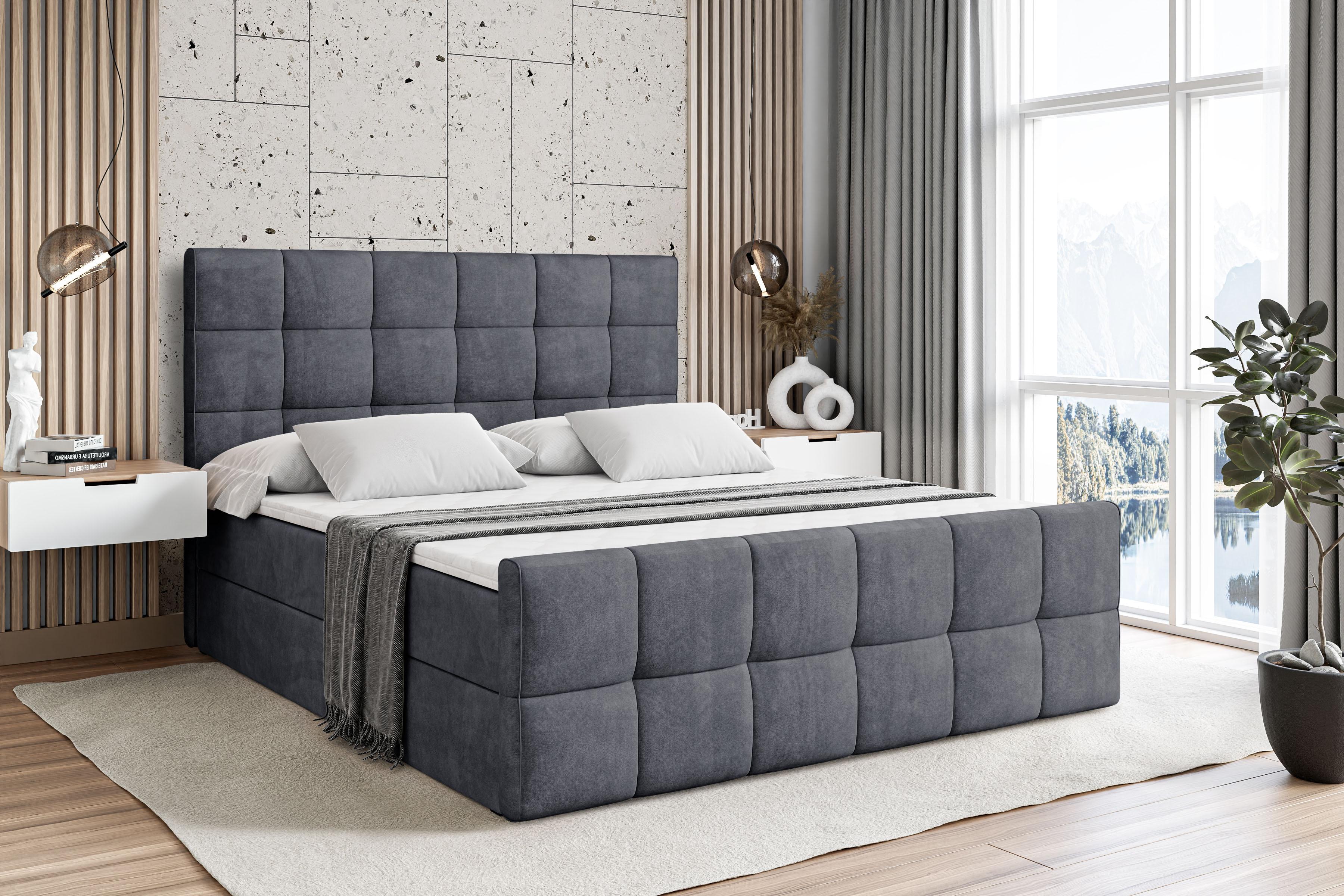 wohnli-moebel-suche-800001227869-1 BOXBETT APO-Z - 120 x 200 - H3 - Dunkelgrau Holzwerkstoff ALTDECOR Möbel > Betten > Boxspringbetten Grau