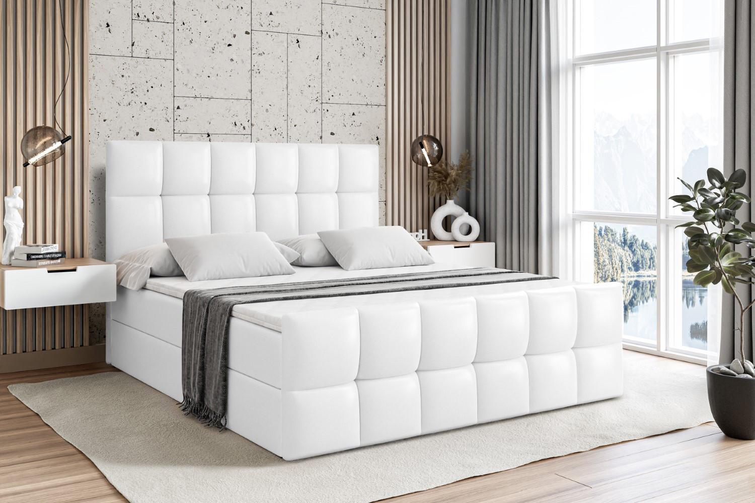 wohnli-moebel-suche-800001227875-1 BOXBETT RICAR-Z - 200 x 200 - H4 - Weiß Hochglanz Holzwerkstoff ALTDECOR Möbel > Betten > Boxspringbetten Weiß