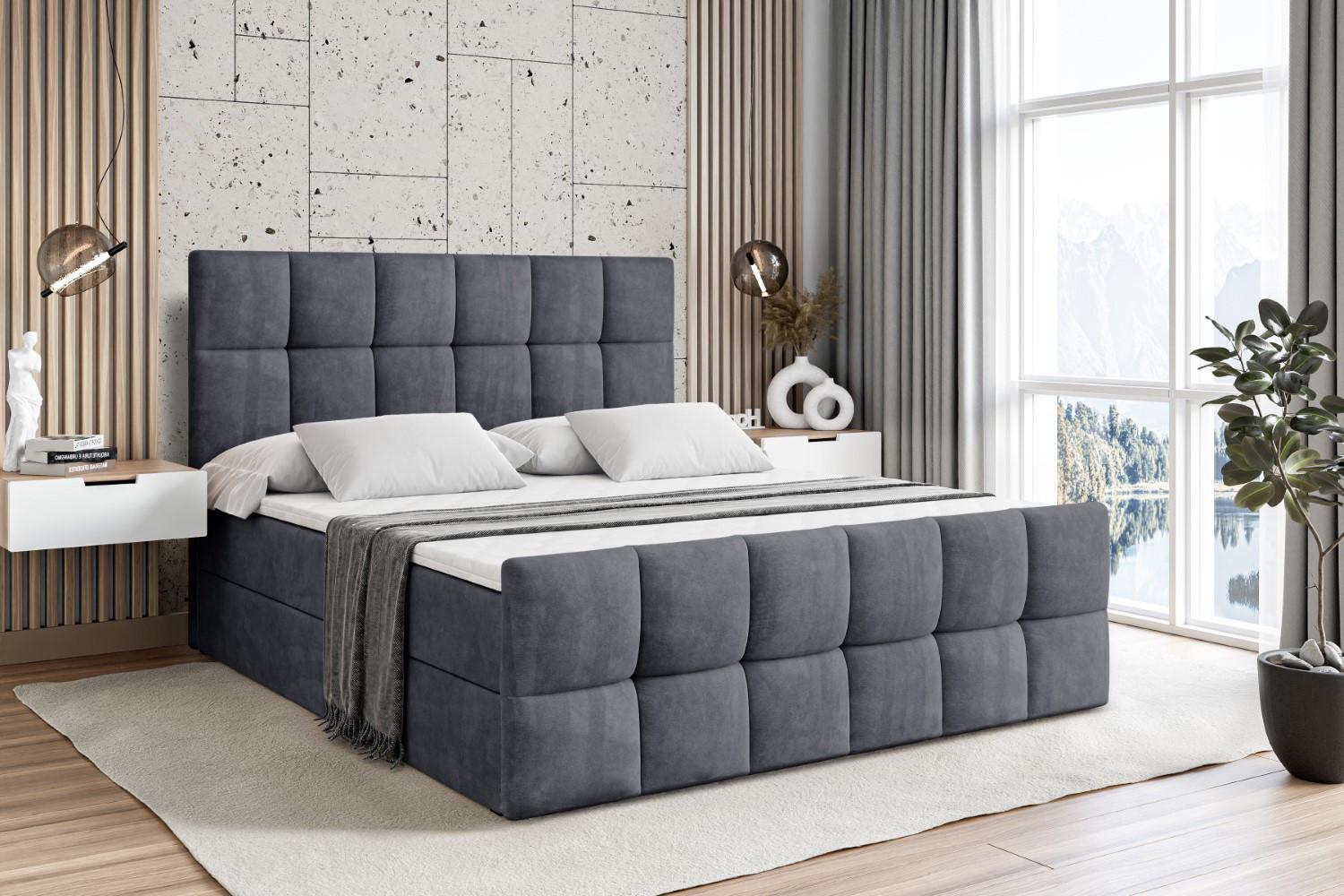 wohnli-moebel-suche-800001227920-1 BOXBETT RICAR-Z - 180 x 200 - H4 - Dunkelgrau Holzwerkstoff ALTDECOR Möbel > Betten > Boxspringbetten Grau