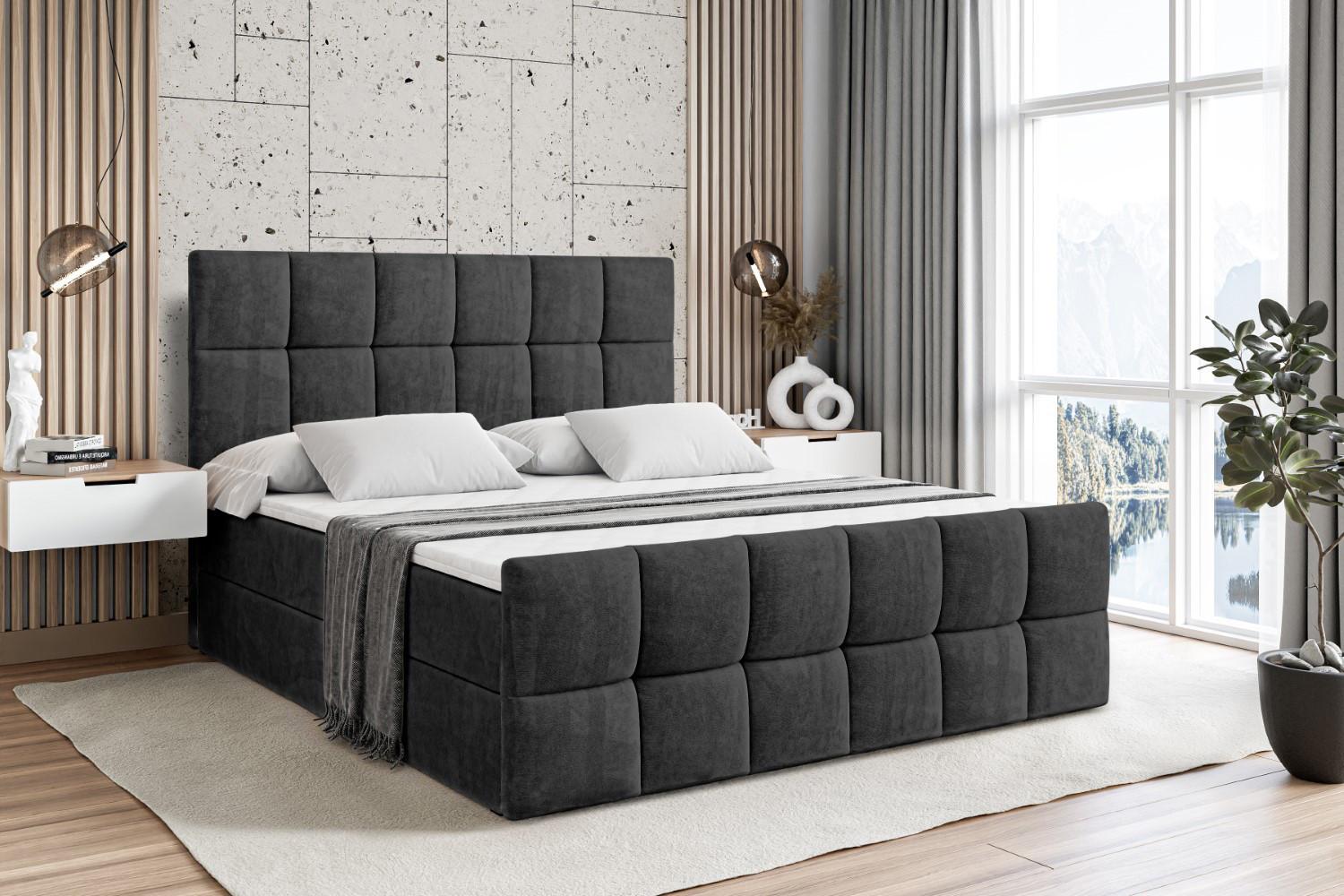 BOXBETT RICAR-Z - 200 x 200 - H4 - Schwarz Holzwerkstoff ALTDECOR Möbel > Betten > Boxspringbetten Schwarz