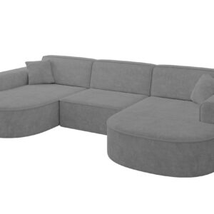 Wohnli Möbelsuche - WOHNLANDSCHAFT MARI-U1 - 303x171x79 cm Dunkelgrau Velours