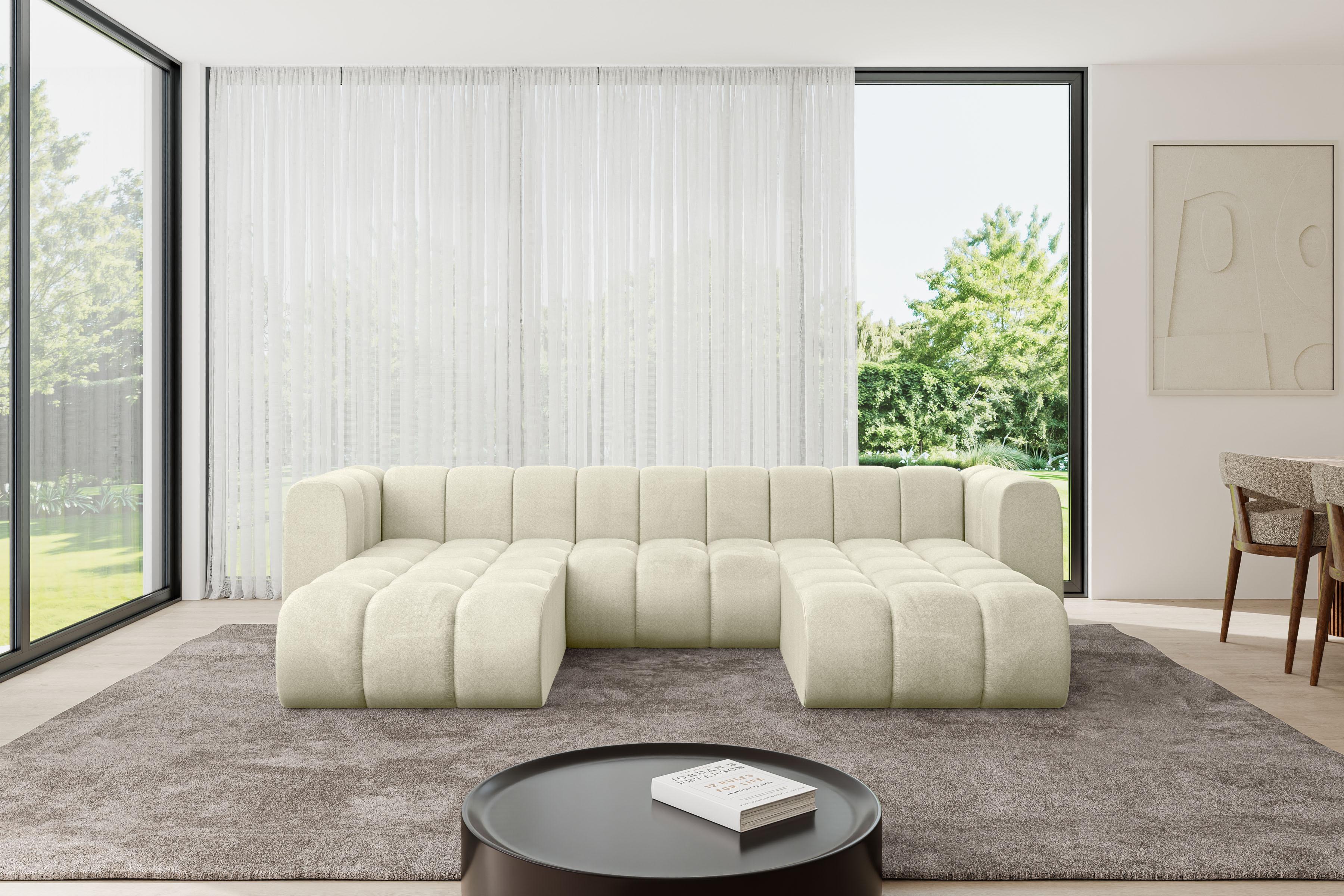 WOHNLANDSCHAFT modulares Sofa Joren-U1 - 319x177x70 cm Beige Textil ALTDECOR Möbel > Sofas & Couches > Wohnlandschaften > Wohnlandschaften U-Form Beige