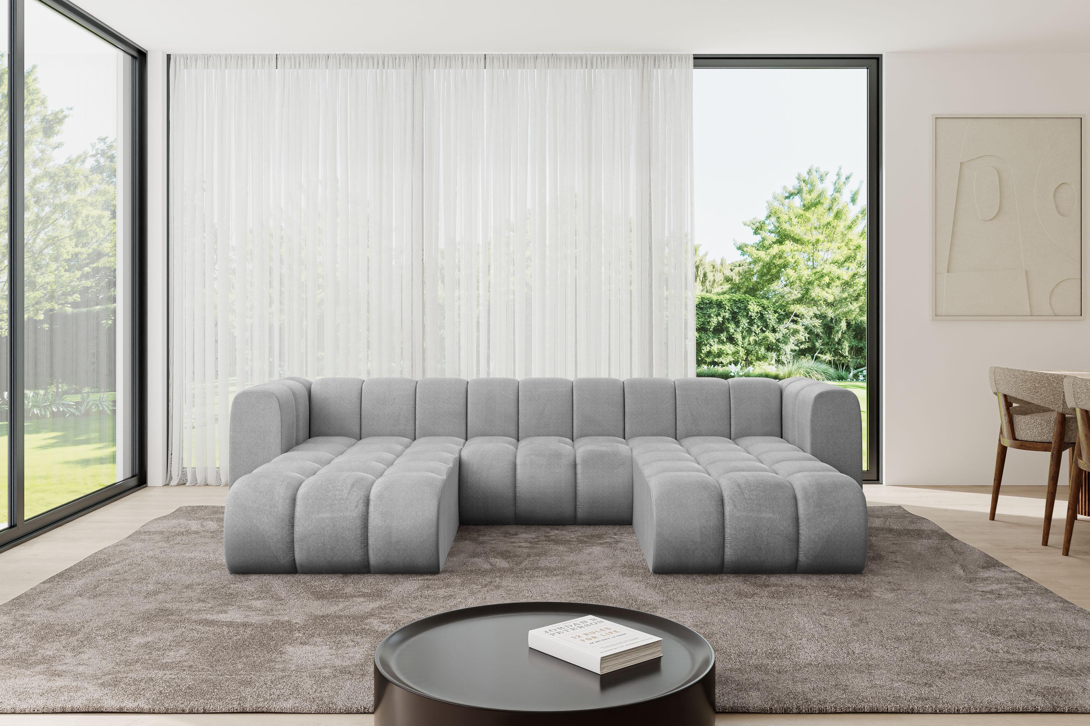 WOHNLANDSCHAFT modulares Sofa Joren-U1 - 319x177x70 cm Grau Textil ALTDECOR Möbel > Sofas & Couches > Wohnlandschaften > Wohnlandschaften U-Form Grau