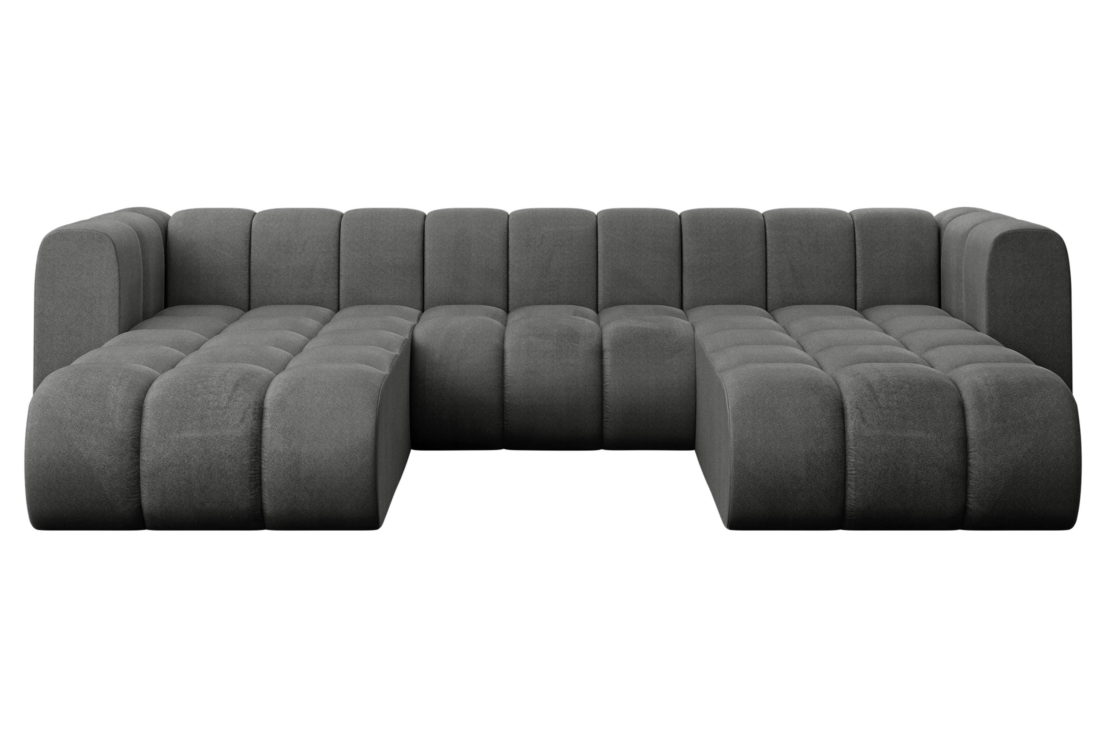 Wohnli Möbelsuche - WOHNLANDSCHAFT modulares Sofa Joren-U1 - 319x177x70 cm Dunkelgrau
