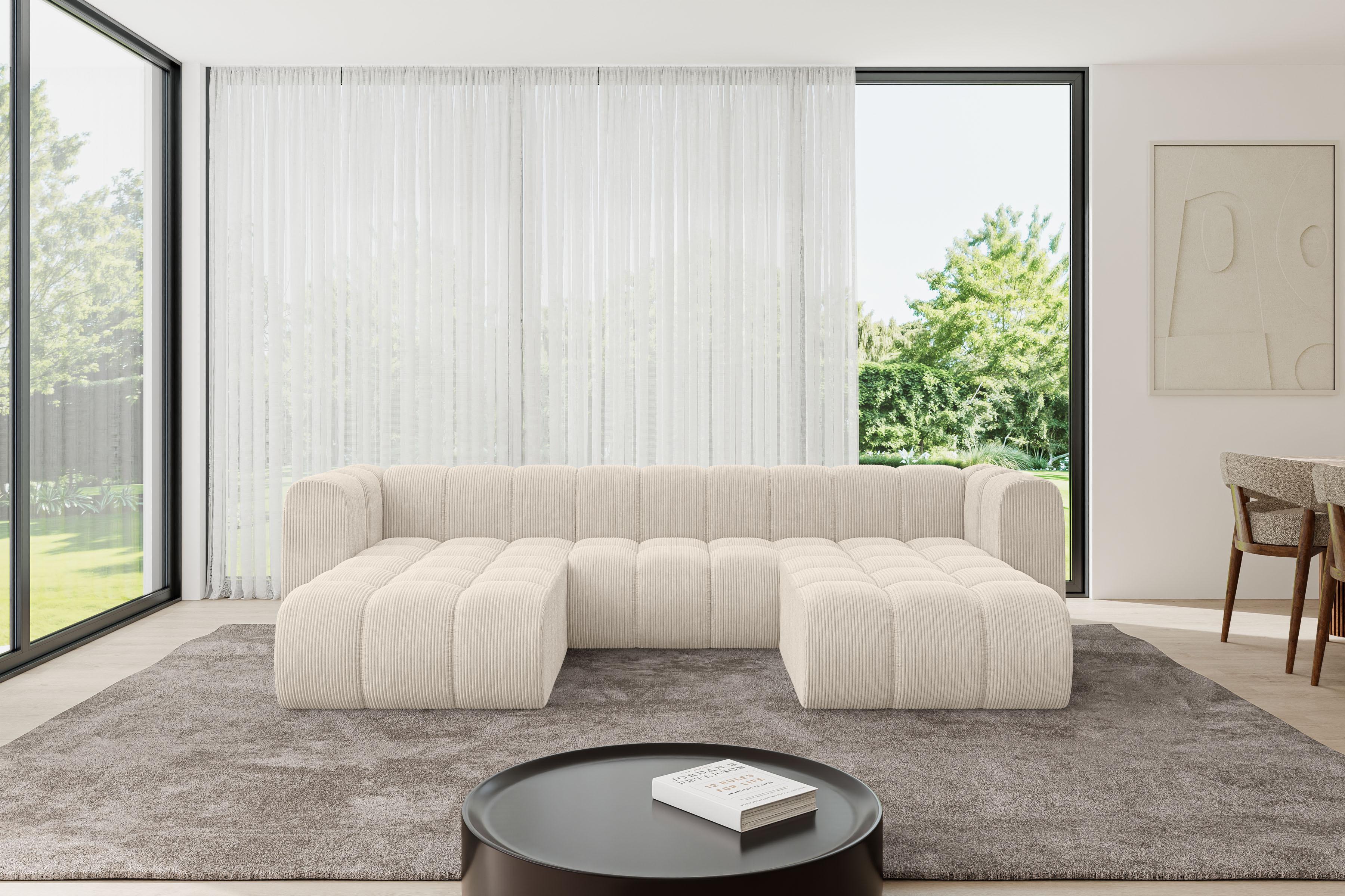 WOHNLANDSCHAFT modulares Sofa Joren-U1 - 319x177x70 cm Beige Textil ALTDECOR Möbel > Sofas & Couches > Wohnlandschaften > Wohnlandschaften U-Form Beige