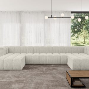 wohnli-moebel-suche-800001228948-1 WOHNLANDSCHAFT modulares Sofa Joren-U2 - 410x177x70 cm Creme Textil ALTDECOR Möbel > Sofas & Couches > Wohnlandschaften > Wohnlandschaften U-Form Weiß