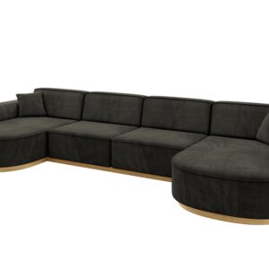Wohnli Möbelsuche - WOHNLANDSCHAFT MARI-U2-v2 - 388x171x83 cm Schwarz Velours