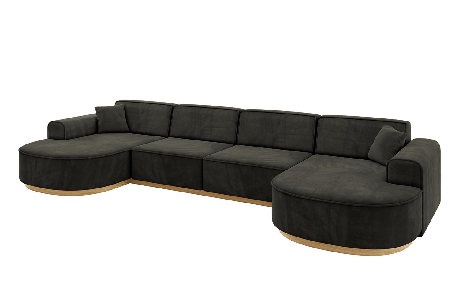 Wohnli Möbelsuche - WOHNLANDSCHAFT MARI-U2-v2 - 388x171x83 cm Schwarz Velours