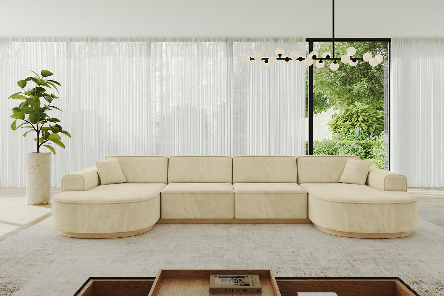 wohnli-moebel-suche-800001228961-1 WOHNLANDSCHAFT MARI-U2-v2 - 388x171x83 cm Beige Velours Textil ALTDECOR Möbel > Sofas & Couches > Wohnlandschaften > Wohnlandschaften U-Form Beige