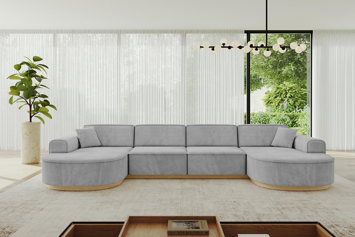 wohnli-moebel-suche-800001228964-1 WOHNLANDSCHAFT MARI-U2-v2 - 388x171x83 cm Grau Velours Textil ALTDECOR Möbel > Sofas & Couches > Wohnlandschaften > Wohnlandschaften U-Form Grau