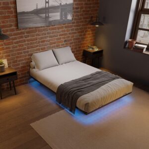 METALLBETT Palamos 140x200 cm mit LED und Matratze Metall Juskys Möbel > Betten Schwarz