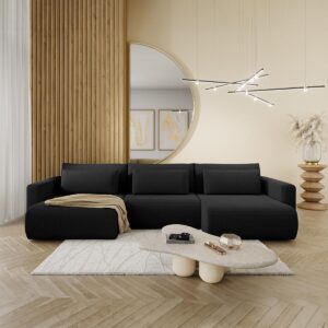 wohnli-moebel-suche-800001246034-1 PANORAMASOFA Evy 4 Sitzplätze Schwarz Holz Petits-meubles Möbel > Sofas & Couches > Wohnlandschaften > Wohnlandschaften U-Form Schwarz