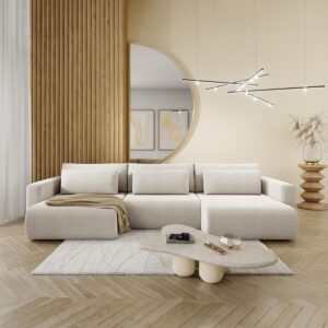 wohnli-moebel-suche-800001246041-1 PANORAMASOFA Evy 4 Sitzplätze Hellgrau Holz Petits-meubles Möbel > Sofas & Couches > Wohnlandschaften > Wohnlandschaften U-Form Grau
