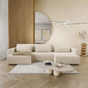 wohnli-moebel-suche-800001246042-1 PANORAMASOFA Evy 4 Sitzplätze Beige Holz Petits-meubles Möbel > Sofas & Couches > Wohnlandschaften > Wohnlandschaften U-Form Beige