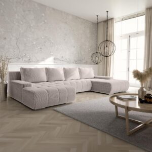 PANORAMASOFA Jonas 5 Sitzplätze Weiß Holz Petits-meubles Möbel > Sofas & Couches > Wohnlandschaften > Wohnlandschaften U-Form Weiß