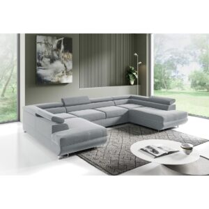 wohnli-moebel-suche-800001246064-1 PANORAMASOFA Lyam 5 Sitzplätze Hellgrau Holzwerkstoff Petits-meubles Möbel > Sofas & Couches > Wohnlandschaften > Wohnlandschaften U-Form Grau