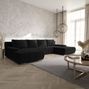 wohnli-moebel-suche-800001246066-1 PANORAMASOFA Jonas 5 Sitzplätze Schwarz Holz Petits-meubles Möbel > Sofas & Couches > Wohnlandschaften > Wohnlandschaften U-Form Schwarz
