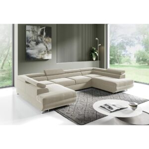 wohnli-moebel-suche-800001246070-1 PANORAMASOFA Lyam 5 Sitzplätze Beige Holzwerkstoff Petits-meubles Möbel > Sofas & Couches > Wohnlandschaften > Wohnlandschaften U-Form Beige