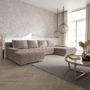 wohnli-moebel-suche-800001246075-1 PANORAMASOFA Jonas 5 Sitzplätze Taupe Holz Petits-meubles Möbel > Sofas & Couches > Wohnlandschaften > Wohnlandschaften U-Form Taupe