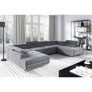 wohnli-moebel-suche-800001246197-1 PANORAMASOFA Wilson 5 Sitzplätze Grau Holzwerkstoff Petits-meubles Möbel > Sofas & Couches > Wohnlandschaften > Wohnlandschaften U-Form Grau