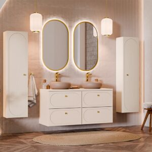 HÄNGESÄULE Sanae Sandbeige Holzwerkstoff Petits-meubles Möbel > Schränke > Badezimmerschränke Beige