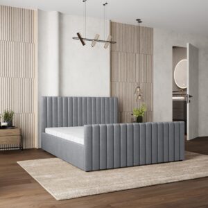 wohnli-moebel-suche-800001246775-1 POLSTERBETT CANOVA 140x200 cm mit Bettkästen - Grau Holz MASSENO Möbel > Betten > Polsterbetten Grau