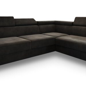 Wohnli Möbelsuche - ECKSOFA ALVORO R-S Schwarz Velours-Stoff mit Schlaffunktion