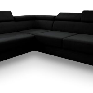 Wohnli Möbelsuche - ECKSOFA ALVORO L-S Schwarz Velours-Stoff mit Schlaffunktion