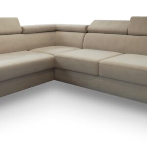 Wohnli Möbelsuche - ECKSOFA ALVORO L-S Beige Velours-Stoff mit Schlaffunktion