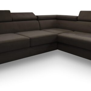 Wohnli Möbelsuche - ECKSOFA ALVORO R-S Braun Velours-Stoff mit Schlaffunktion