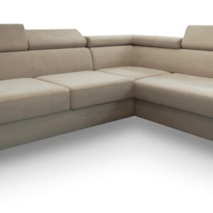 Wohnli Möbelsuche - ECKSOFA ALVORO R-S Beige Velours-Stoff mit Schlaffunktion