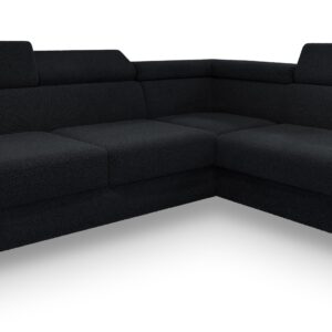 Wohnli Möbelsuche - ECKSOFA ALVORO R-S Schwarz Boucle-Stoff mit Schlaffunktion