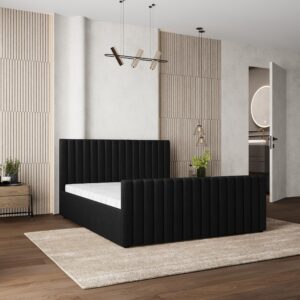 wohnli-moebel-suche-800001246955-1 POLSTERBETT CANOVA 140x200 cm mit Bettkästen - Schwarz Holz MASSENO Möbel > Betten > Polsterbetten Schwarz