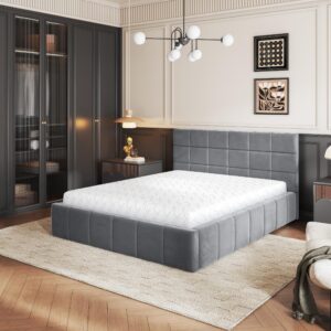 wohnli-moebel-suche-800001246969-1 POLSTERBETT VERTO 180x200 cm mit Bettkästen - Grau Holz MASSENO Möbel > Betten > Polsterbetten Grau