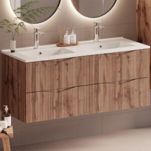 DOPPELWASCHTISCH 120cm Tao Holz Holzwerkstoff Petits-meubles Möbel > Schränke > Badezimmerschränke > Waschtische Braun