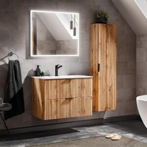 wohnli-moebel-suche-800001247879-1 WASCHTISCH 80.2cm Adriel Holz in Eichenoptik Holzwerkstoff Petits-meubles Möbel > Schränke > Badezimmerschränke > Waschtische Braun
