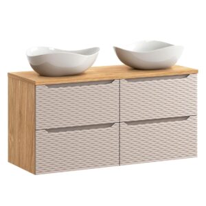 Wohnli Möbelsuche - DOPPELWASCHTISCH 120cm Elora Beige und Holz