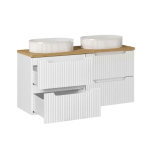 wohnli-moebel-suche-800001247899-1 DOPPELWASCHTISCH 120.4cm Riva Weiß und Holz Holzwerkstoff Petits-meubles Möbel > Schränke > Badezimmerschränke > Waschtische Weiß