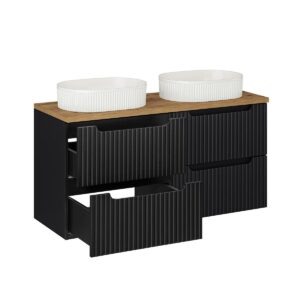 wohnli-moebel-suche-800001247902-1 DOPPELWASCHTISCH 120.4cm Riva Schwarz und Holz Holzwerkstoff Petits-meubles Möbel > Schränke > Badezimmerschränke > Waschtische Schwarz