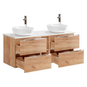 wohnli-moebel-suche-800001247950-1 DOPPELWASCHTISCH 140.4cm April Holz Holzwerkstoff Petits-meubles Möbel > Schränke > Badezimmerschränke > Waschtische Braun
