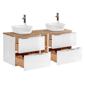 wohnli-moebel-suche-800001247957-1 DOPPELWASCHTISCH 140.4cm April Weiß Holzwerkstoff Petits-meubles Möbel > Schränke > Badezimmerschränke > Waschtische Weiß