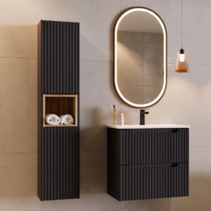 WASCHTISCH 80cm Riva Schwarz Holzwerkstoff Petits-meubles Möbel > Schränke > Badezimmerschränke > Waschtische Schwarz