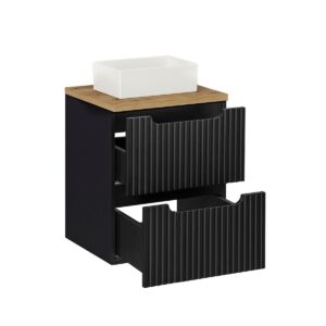 wohnli-moebel-suche-800001247972-1 WASCHTISCH 50.4cm Riva Schwarz und Holz Holzwerkstoff Petits-meubles Möbel > Schränke > Badezimmerschränke > Waschtische Schwarz