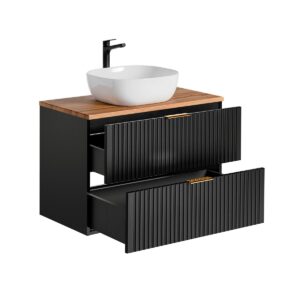 WASCHTISCH 80.6cm Adriel Schwarz Holzwerkstoff Petits-meubles Möbel > Schränke > Badezimmerschränke > Waschtische Schwarz